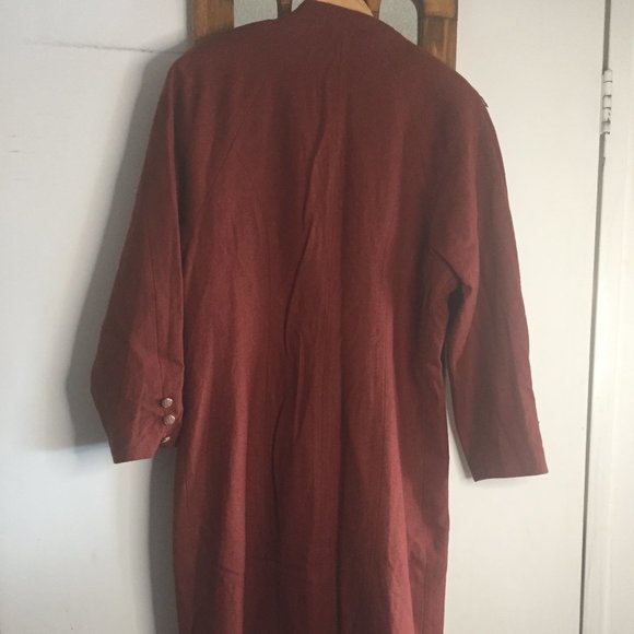 VINTAGE KWUNYAT EXCLUSIVE TRENCH WOOL FRINGE COATS SIZE 11 - Picture 5 of 7